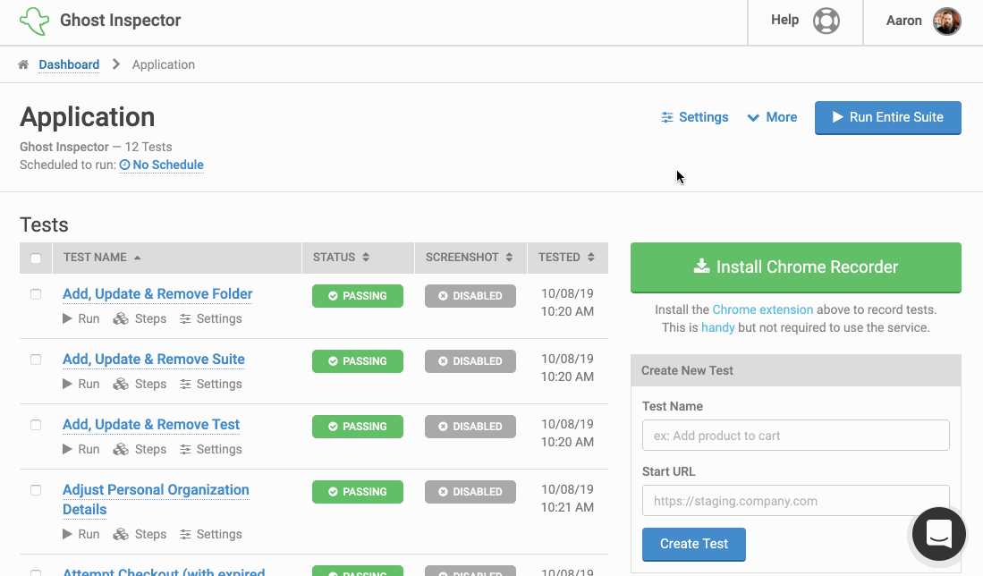 Select a test format to export from the export tests dialog