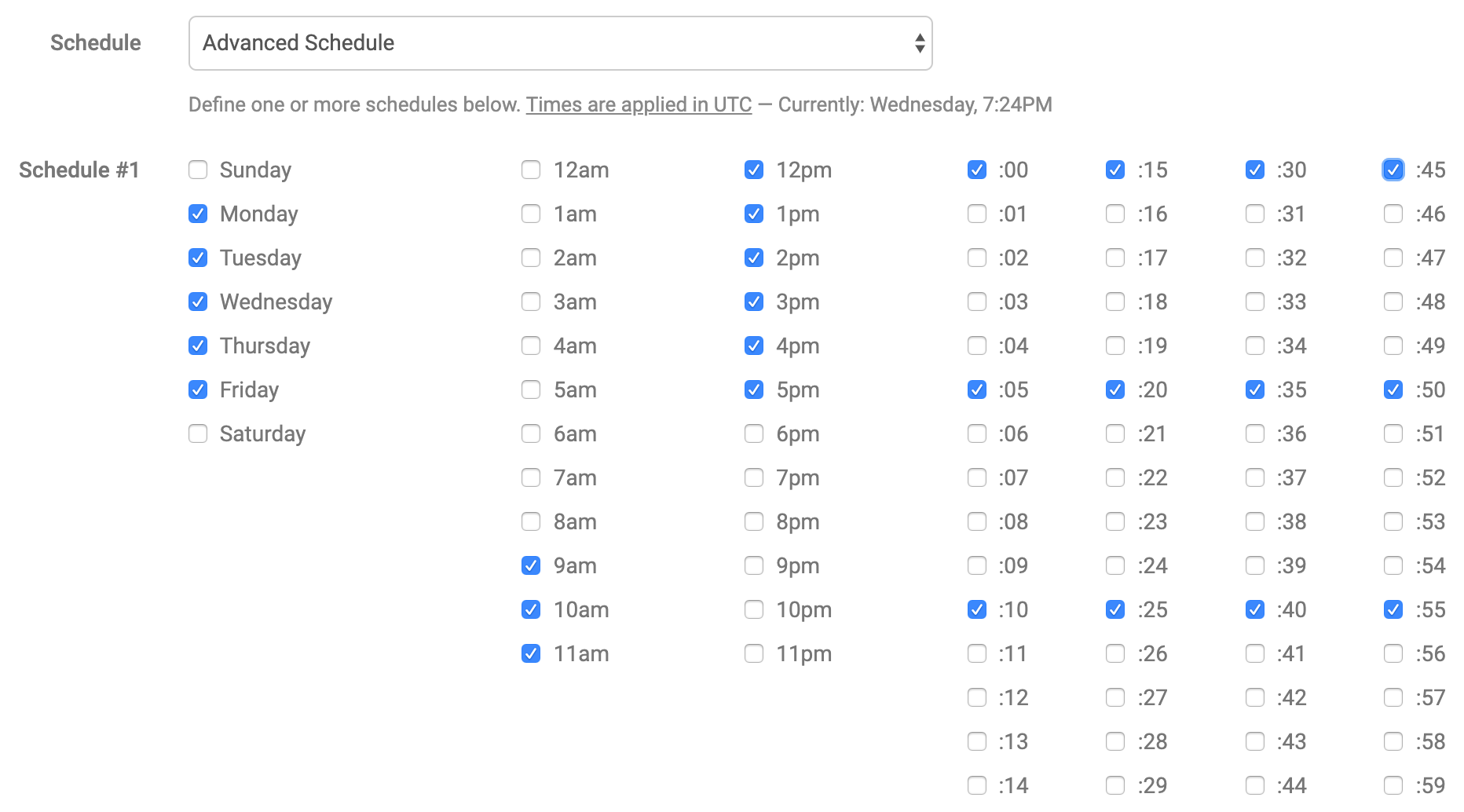 Advanced schedule