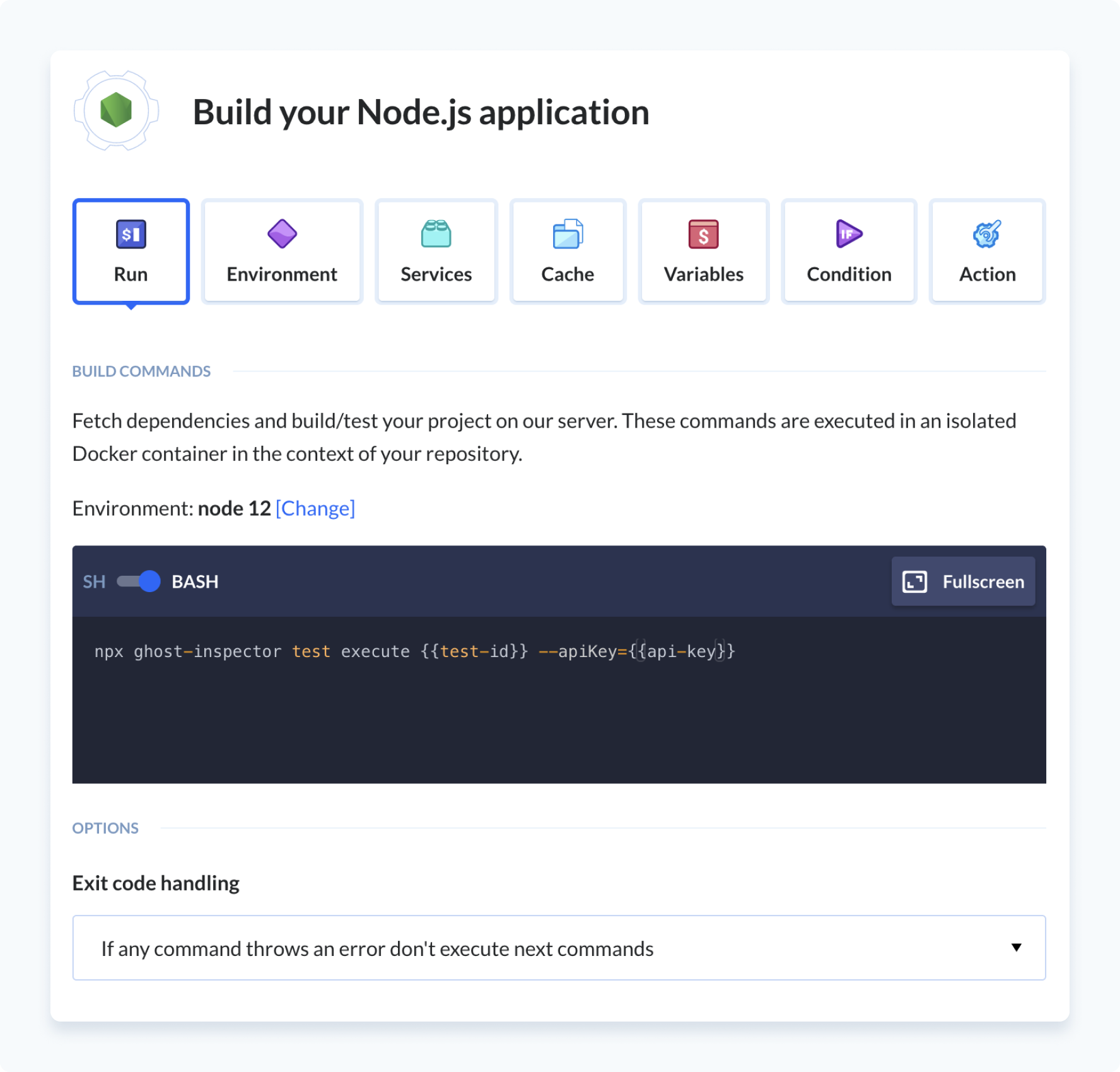 Node.js action setup