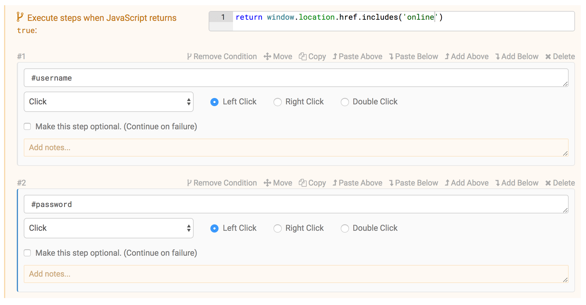 Grouped Conditional Steps in the Test Editor