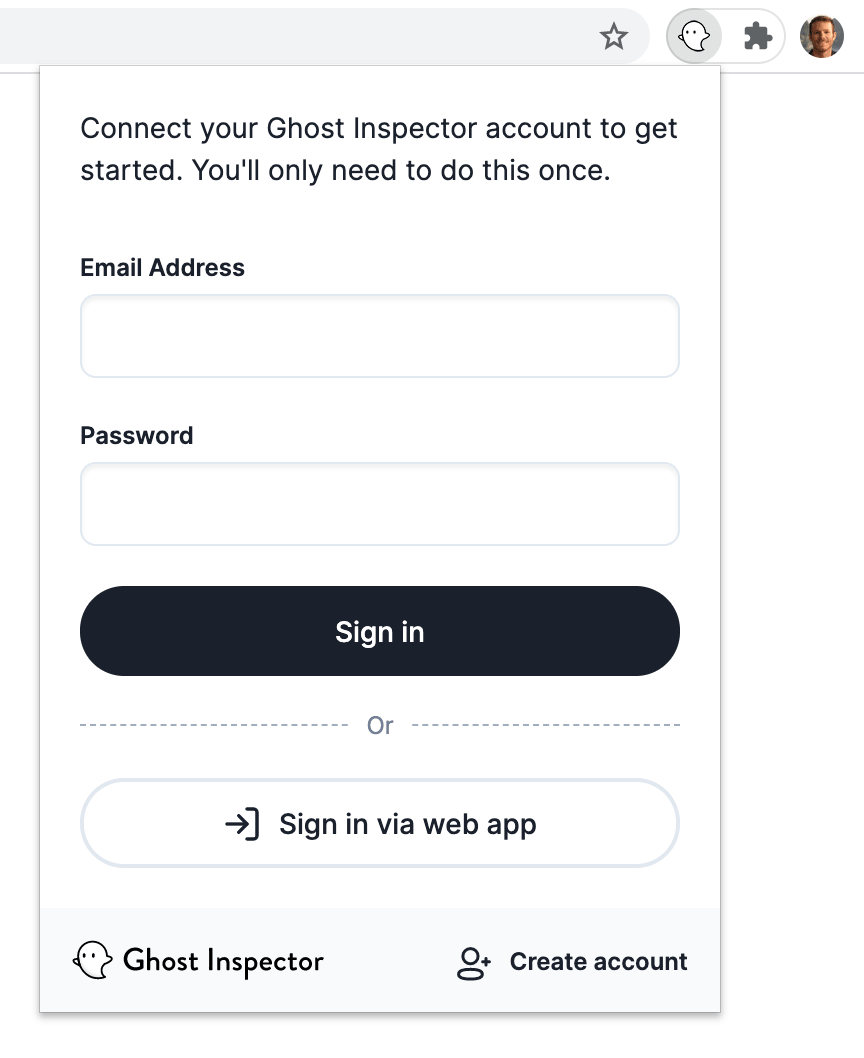 Ghost Inspector web test recorder - Login