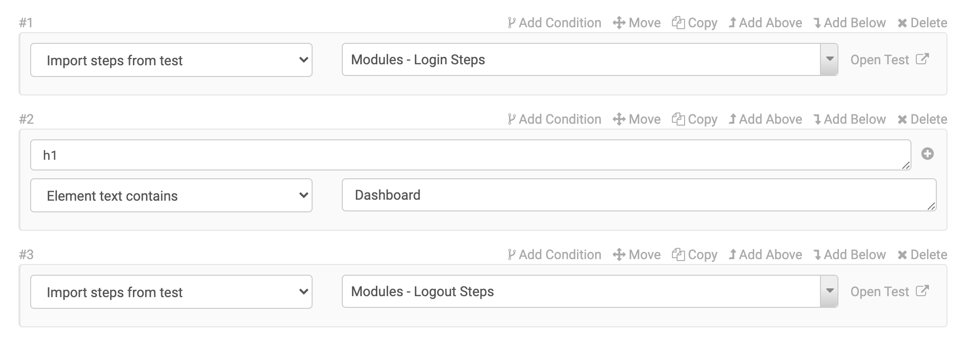 Import test steps in test editor