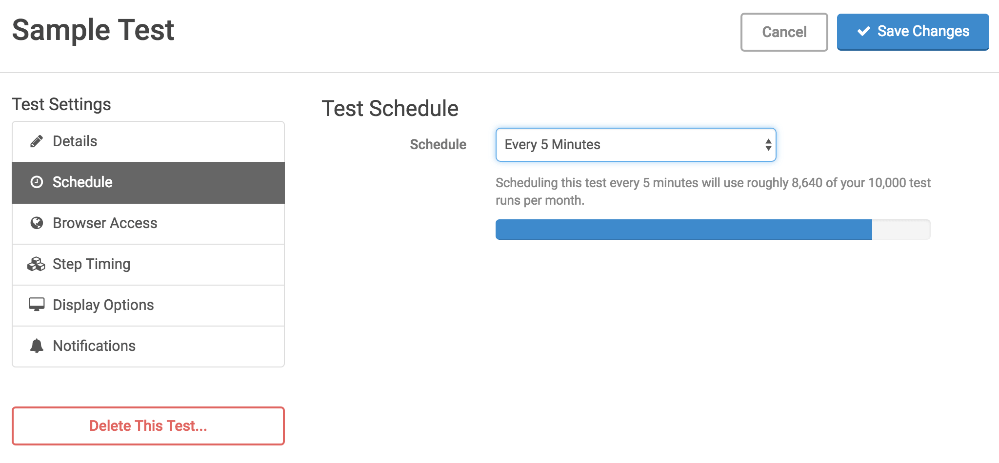 Test schedule