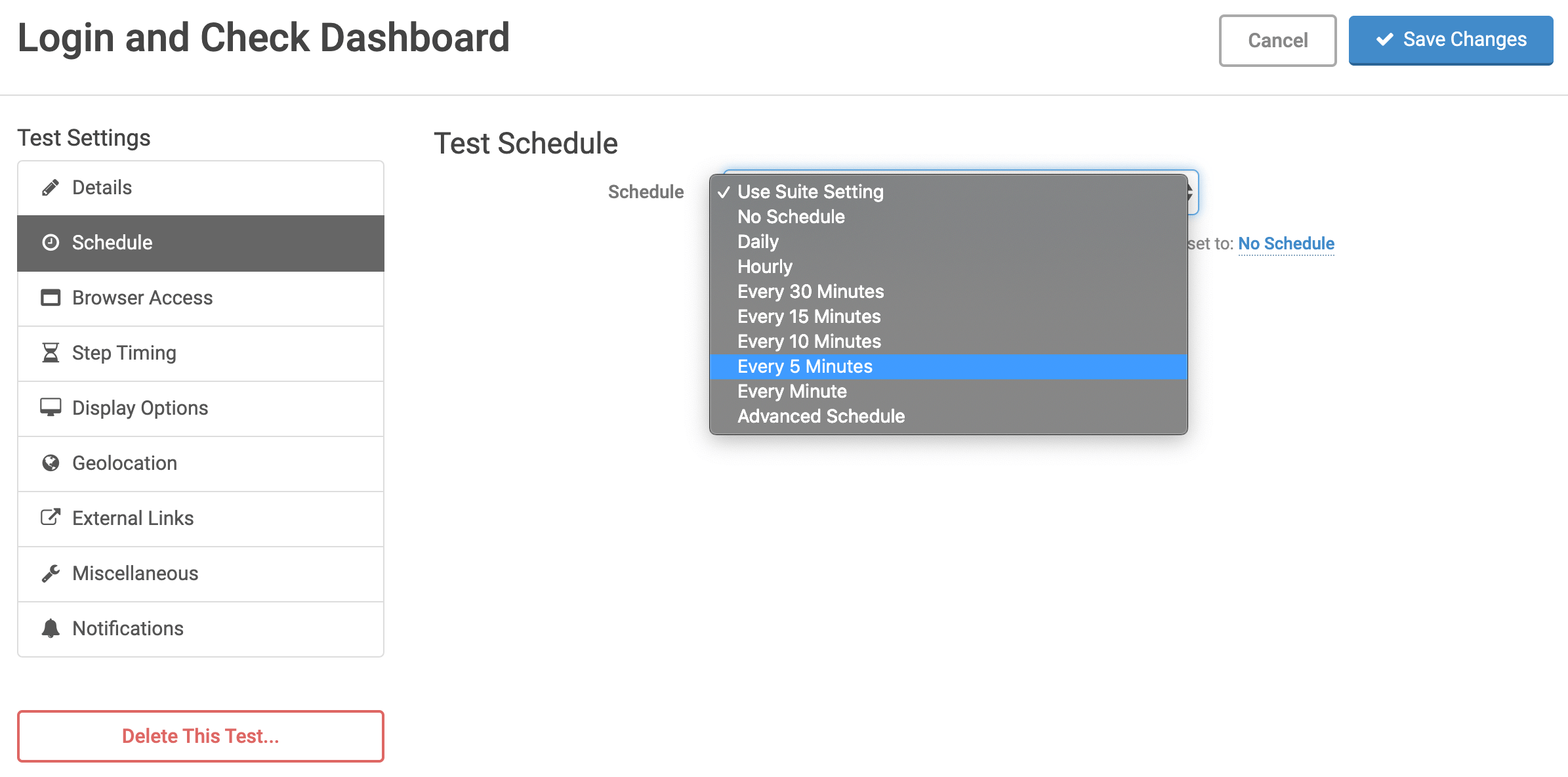 Test Schedule