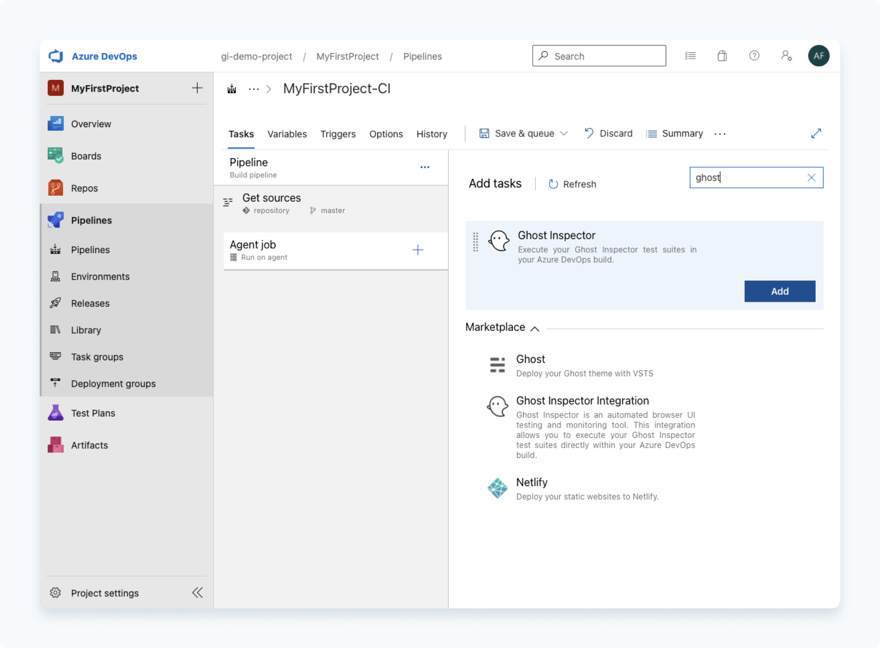 Add Ghost Inspector Integration build step