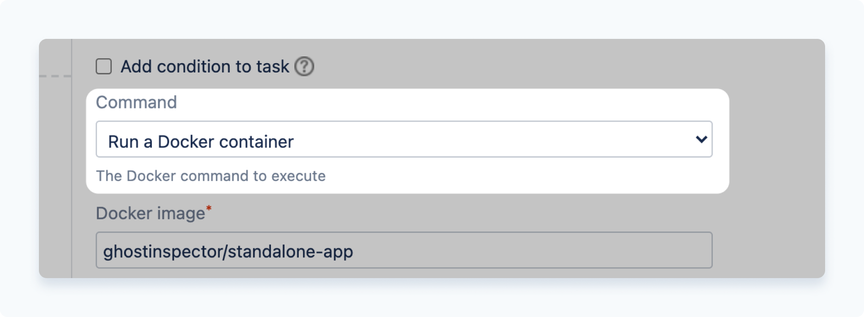 Select the Docker command - Run a Docker container