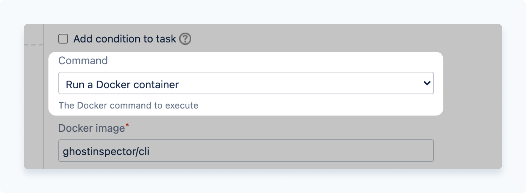 Select the Docker command - Run a Docker container