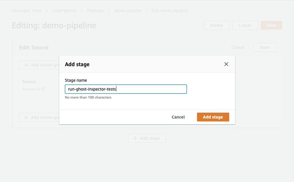 Name your Build Stage in AWS CodePipeline