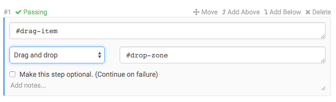 Sample drag and drop step