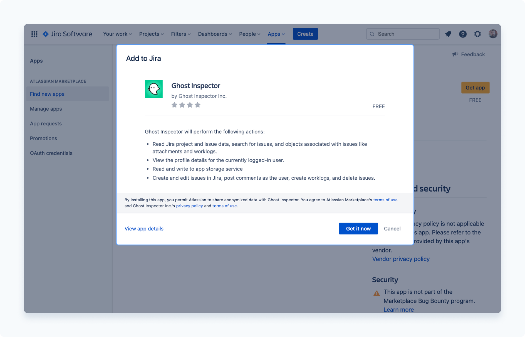 Install Ghost Inspector plugin for Jira