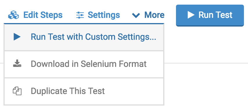 Run Test with Custom Settings…