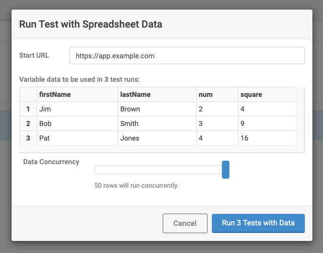 Review spreadsheet data that will be used in tests