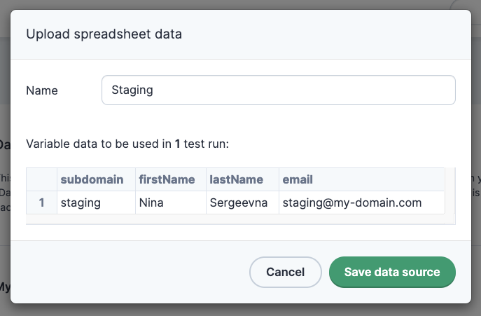 Upload CSV for Environment
