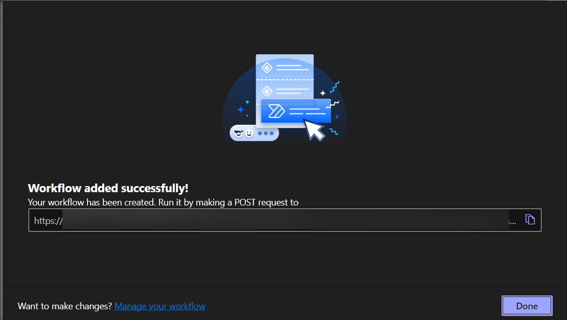 Microsoft Teams: Workflow Successfully Configured